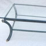 Vintage coffee table, metal and glass, Pierre Vandel