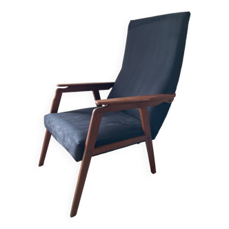 Scandinavian armchair in teak and velvet from the 60s