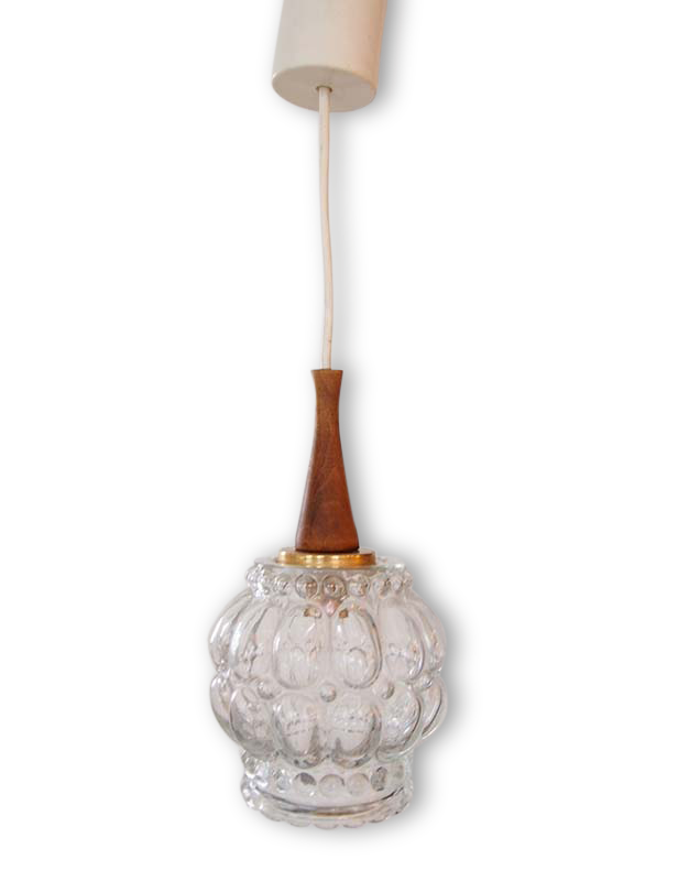 Suspension en verre et bois
