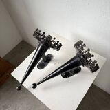 Black metal brutalist wall lights