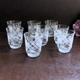 Set of 8 mini liqueur glasses Art Deco style France