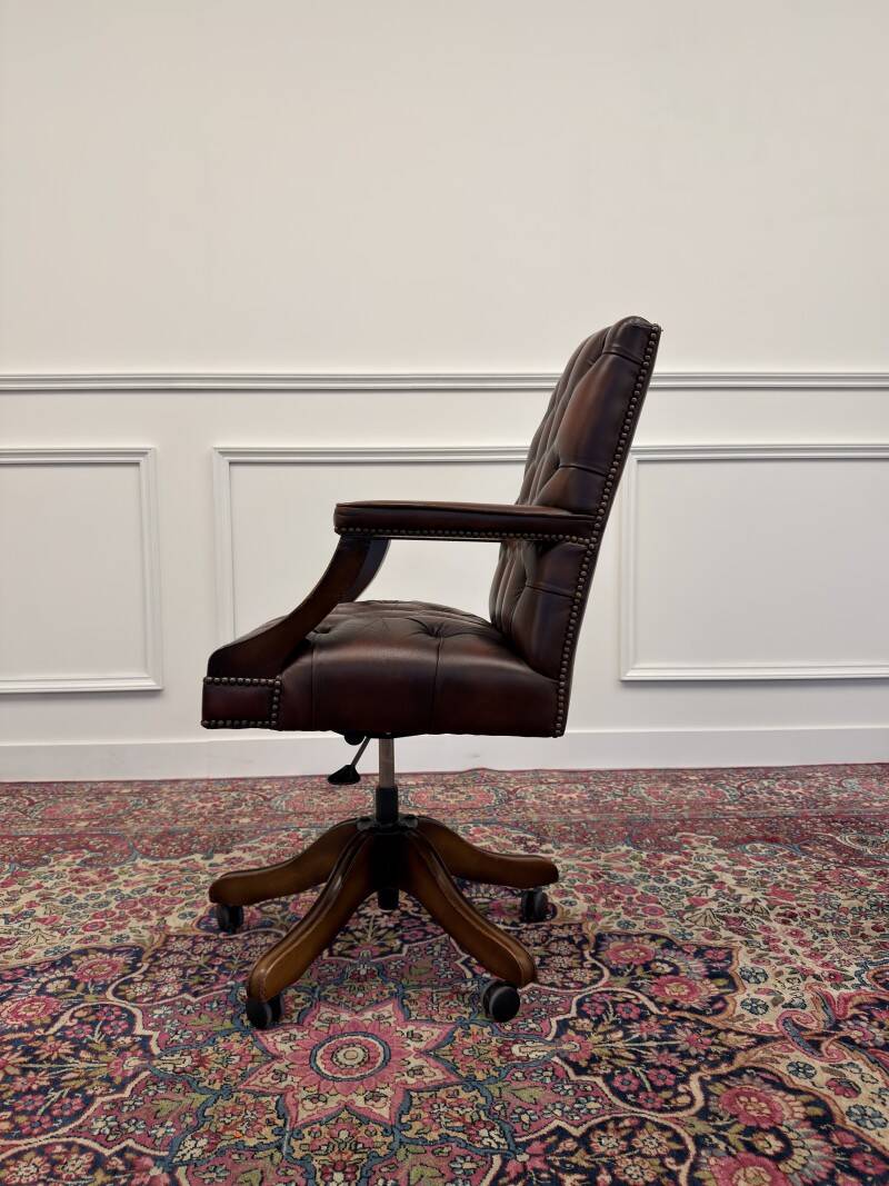 English Chesterfield Office Chair Oxblood