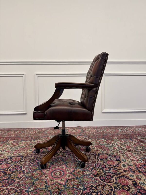 Chaise de bureau Chesterfield anglaise Oxblood