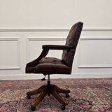 English Chesterfield Office Chair Oxblood
