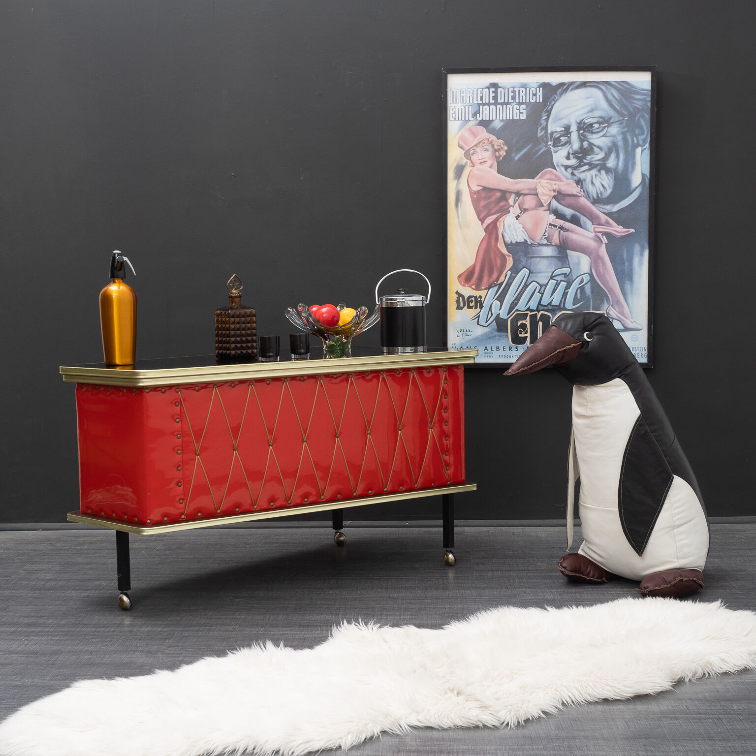 Leather decoration object, 70s, penguin