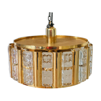 Mid-Century Scandinavian Brass and Glass Ceiling Light by C. Fagerlund for Orrefors, 1960s