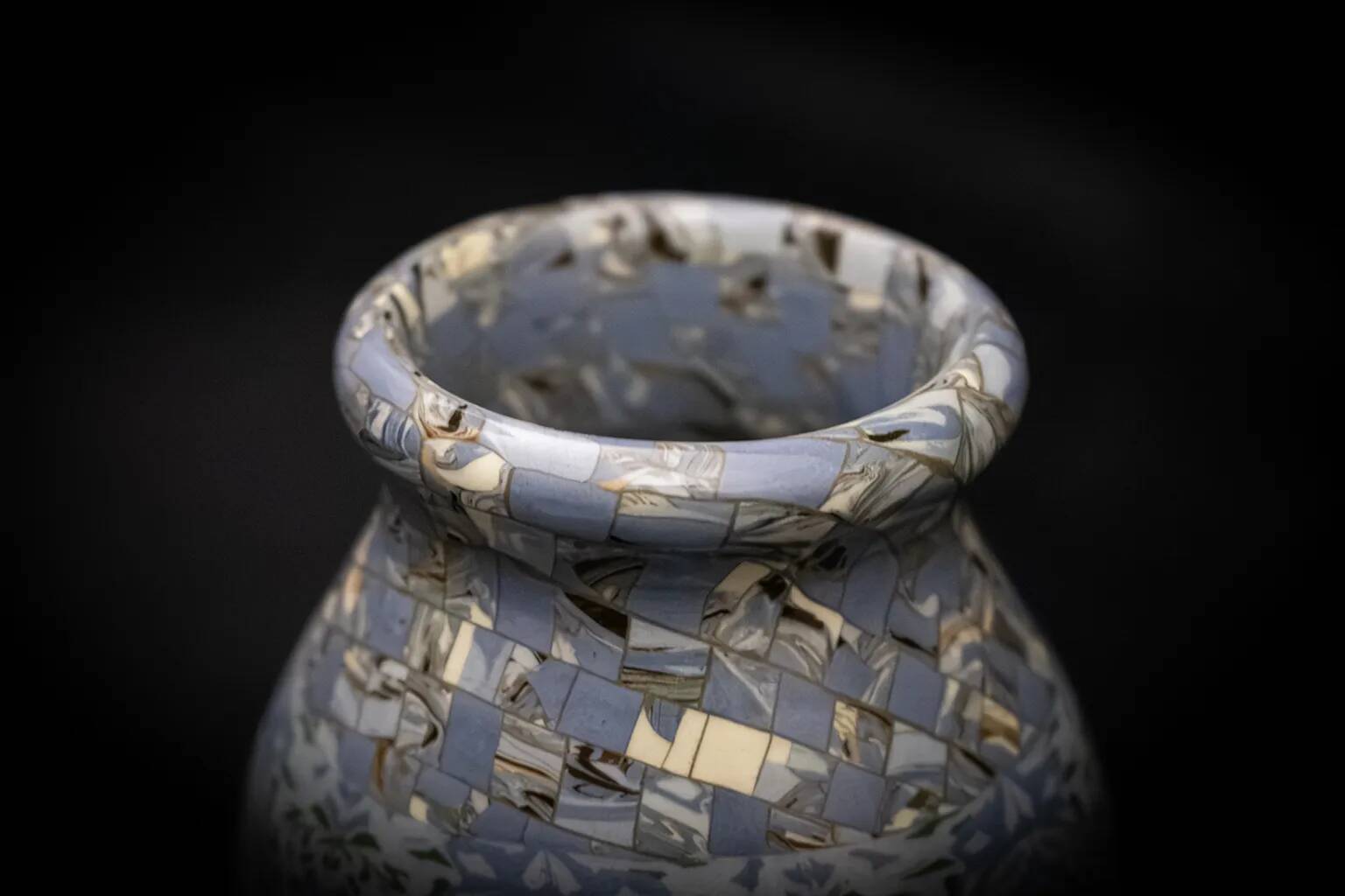 Gerbino vase in mixed clay with blue hues - Vallauris Mid-Century