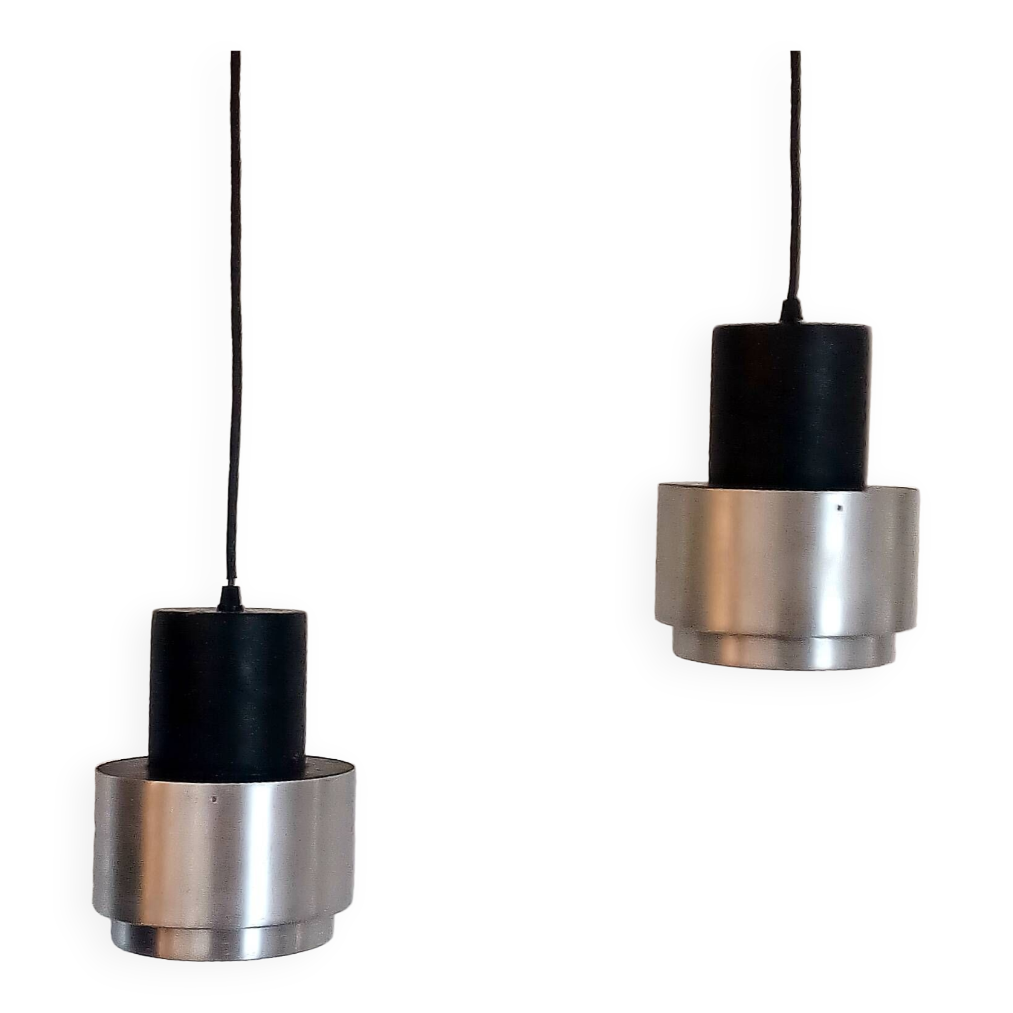 Paire de suspensions Space Age en inox brossé