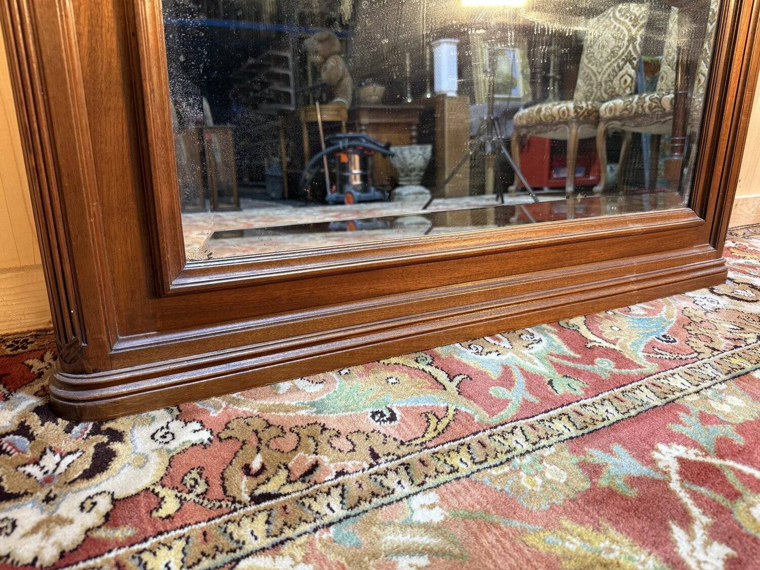 Large walnut mirror from the Art Deco period.