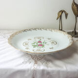 Plat rond creux Limoges FD Chauvigny blanc doré motif Rose