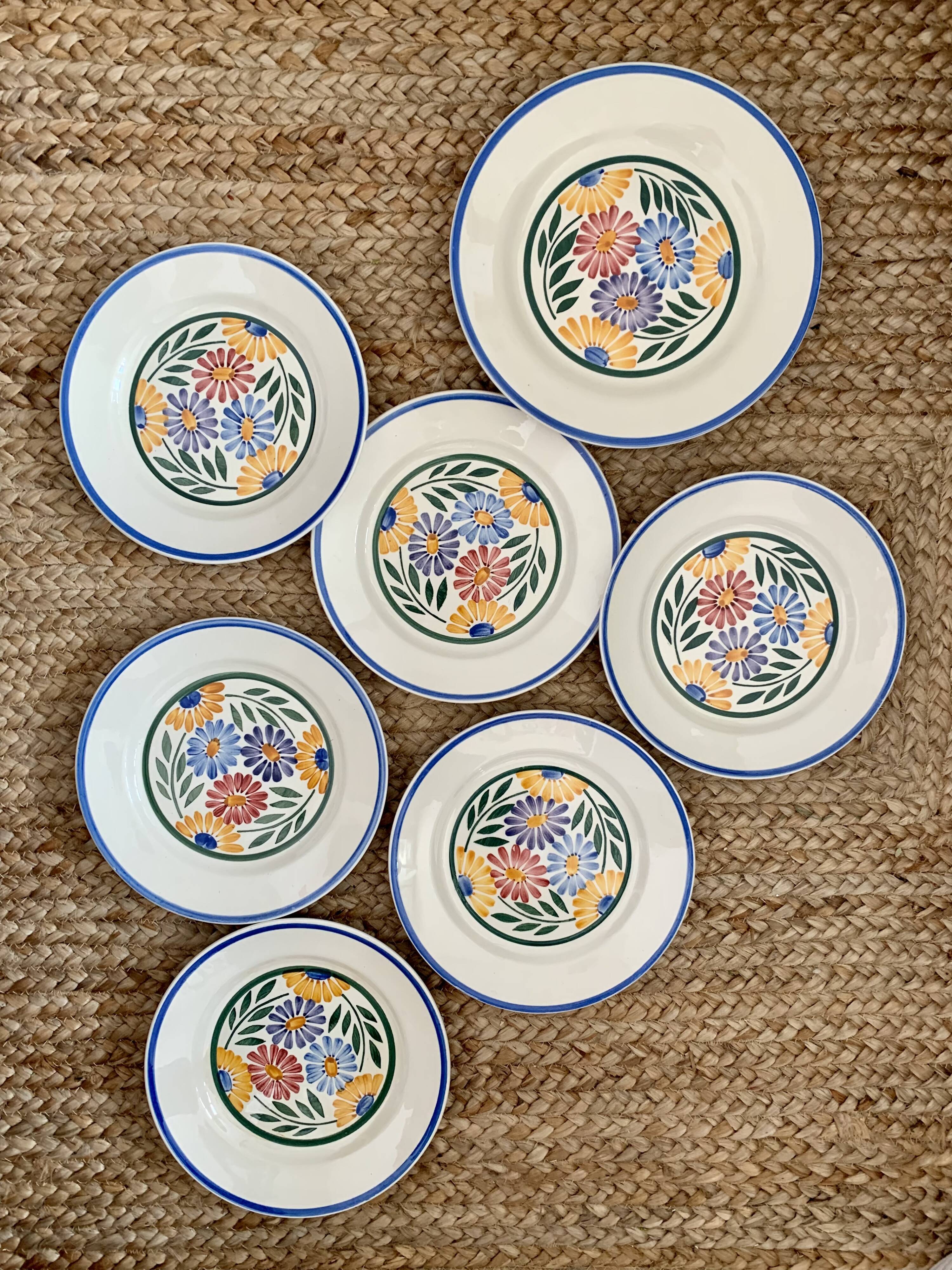 Josetti earthenware service with colorful flowers 1930