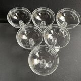 6 champagne glasses in light blown, cut and guilloché crystal