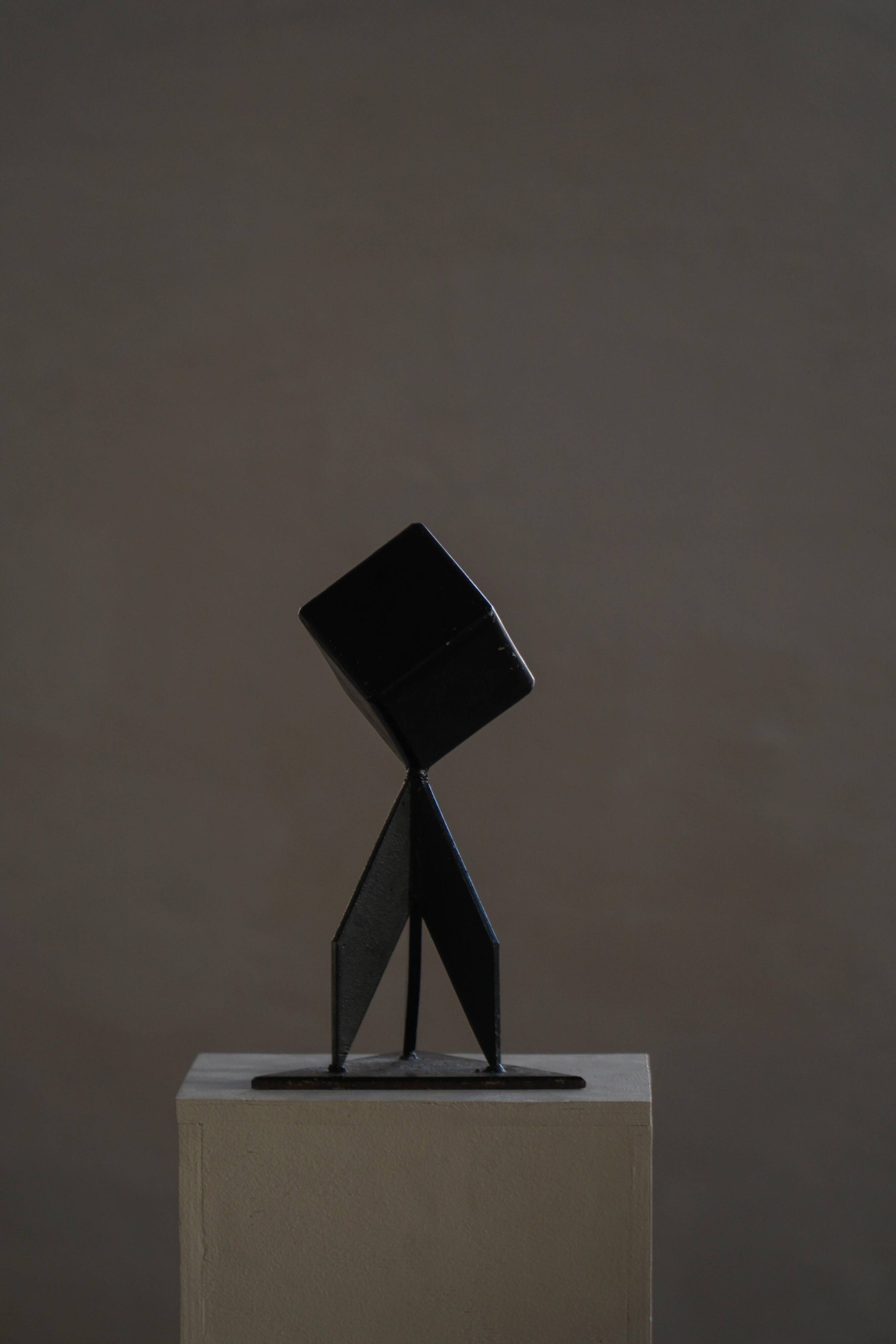 Abstract decorative Scandinavian metal sculpture from the mid-20th century, around the 1950s.