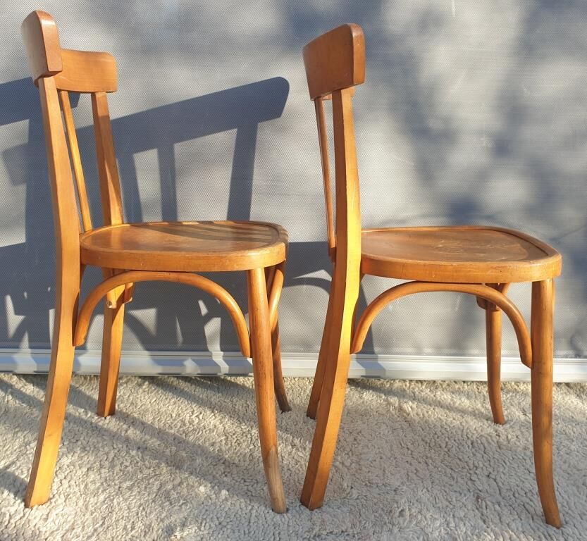 Paire chaises bistrot 1950 Mahieu Made in France