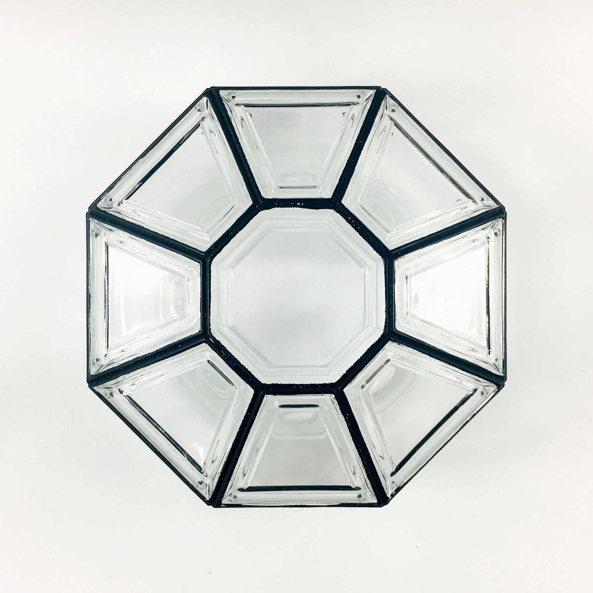 Mid-Century Minimalist Flush Mount/Ceiling Lamp in Glass and Iron from Limburg, Germany, 1960s