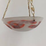 Art Deco suspension in glass paste and twisted brass chain signed Degué