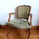 Fauteuil cabriolet vert Louis XV
