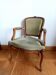 Fauteuil cabriolet vert Louis XV