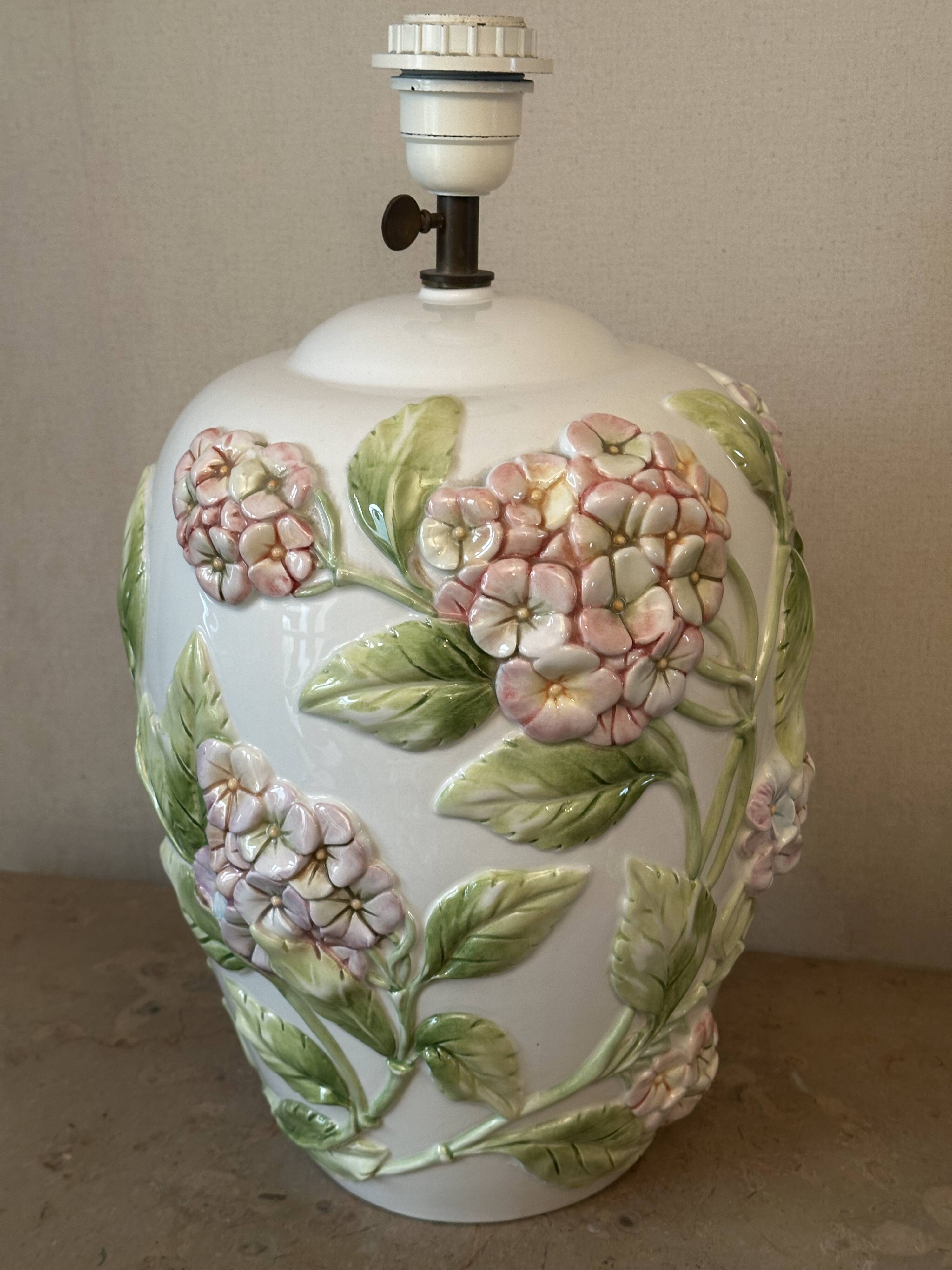 Chaumette Model Hortensias Lamp Base - Barbotine H 40 cm