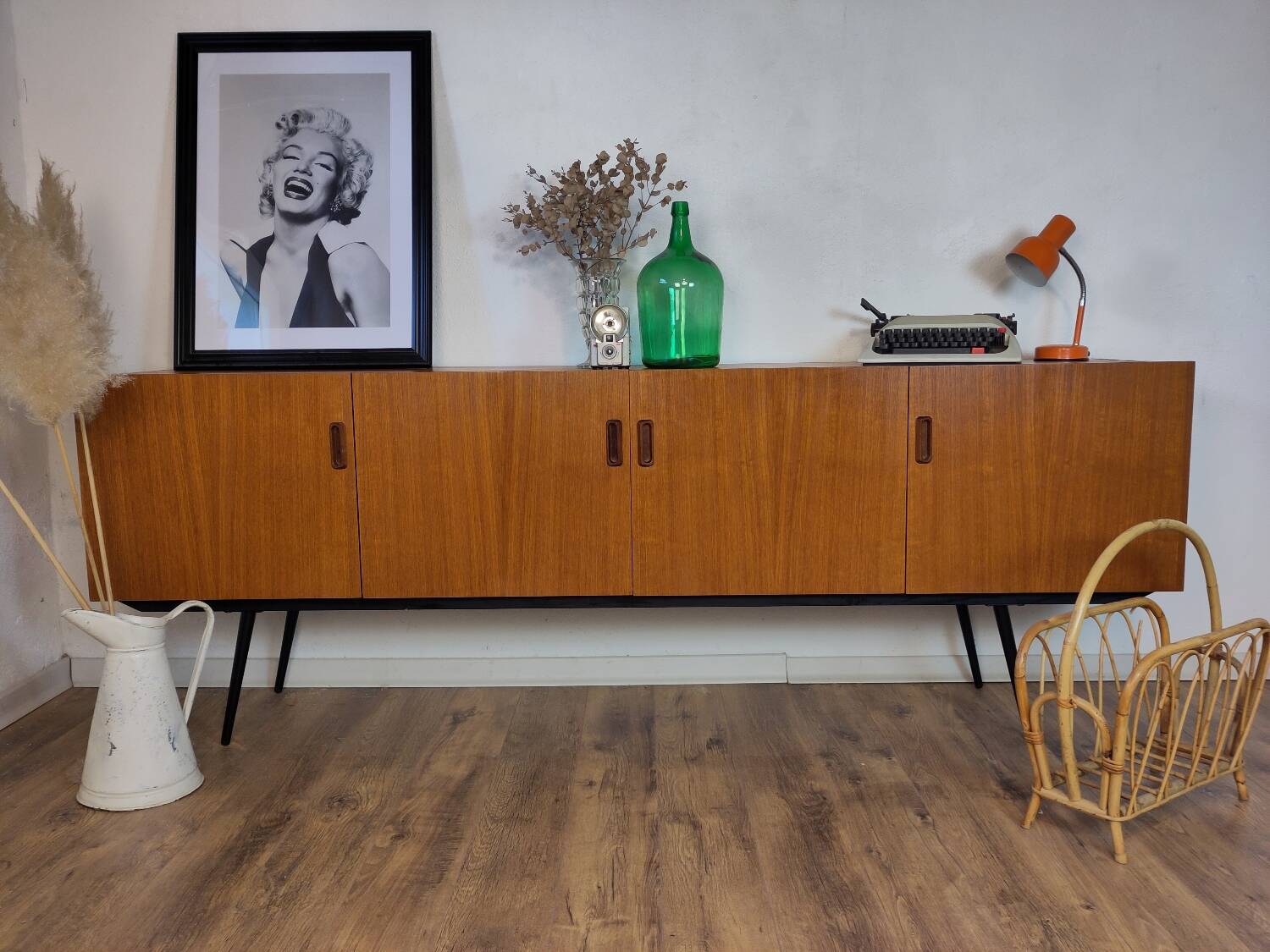 Scandinavian teak and metal sideboard