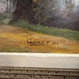 P. Guivalot: Oil painting on canvas, animated rural landscape, signed and dated