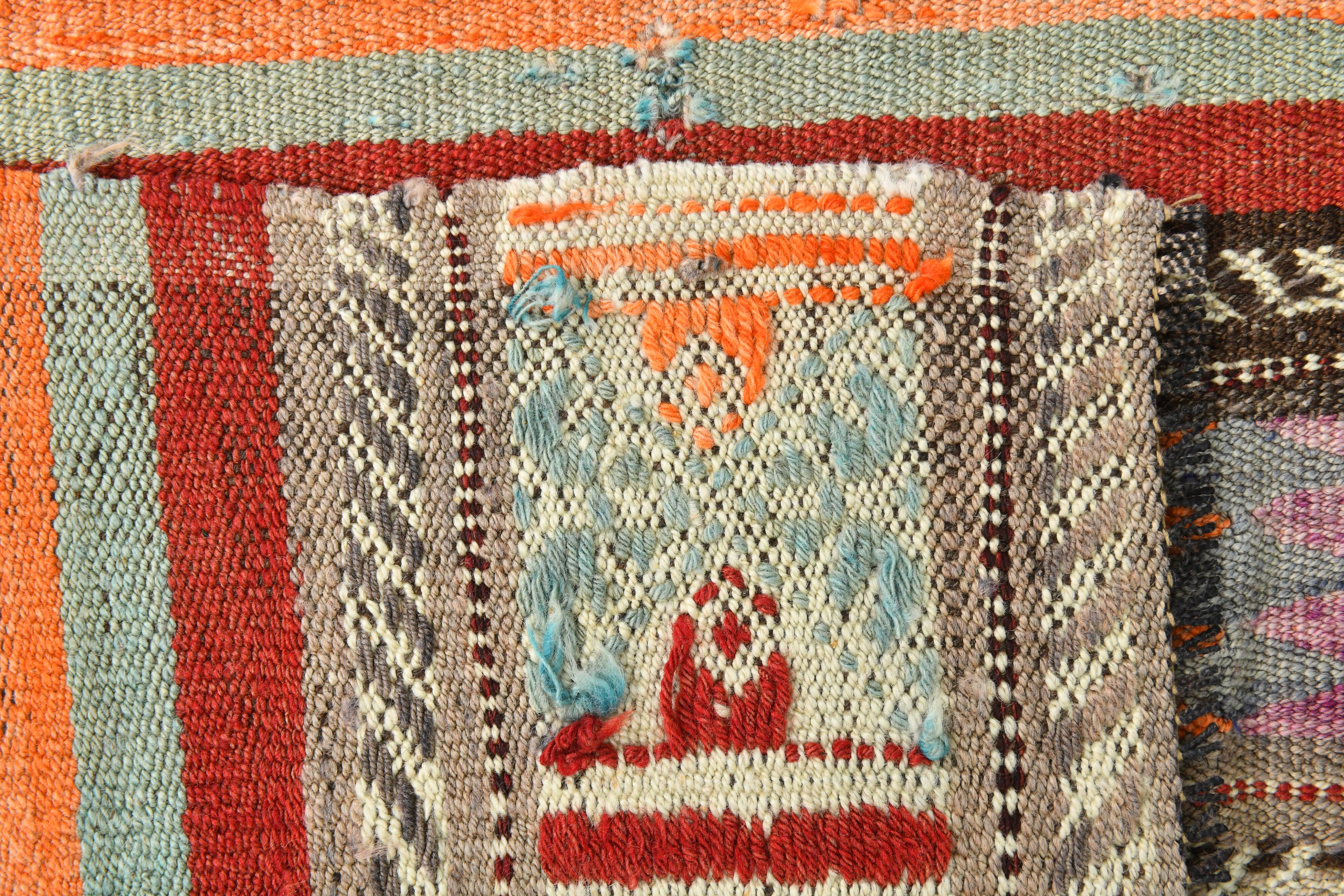 Muticolor Turkish Vintage Kilim Rug, 161x206Cm