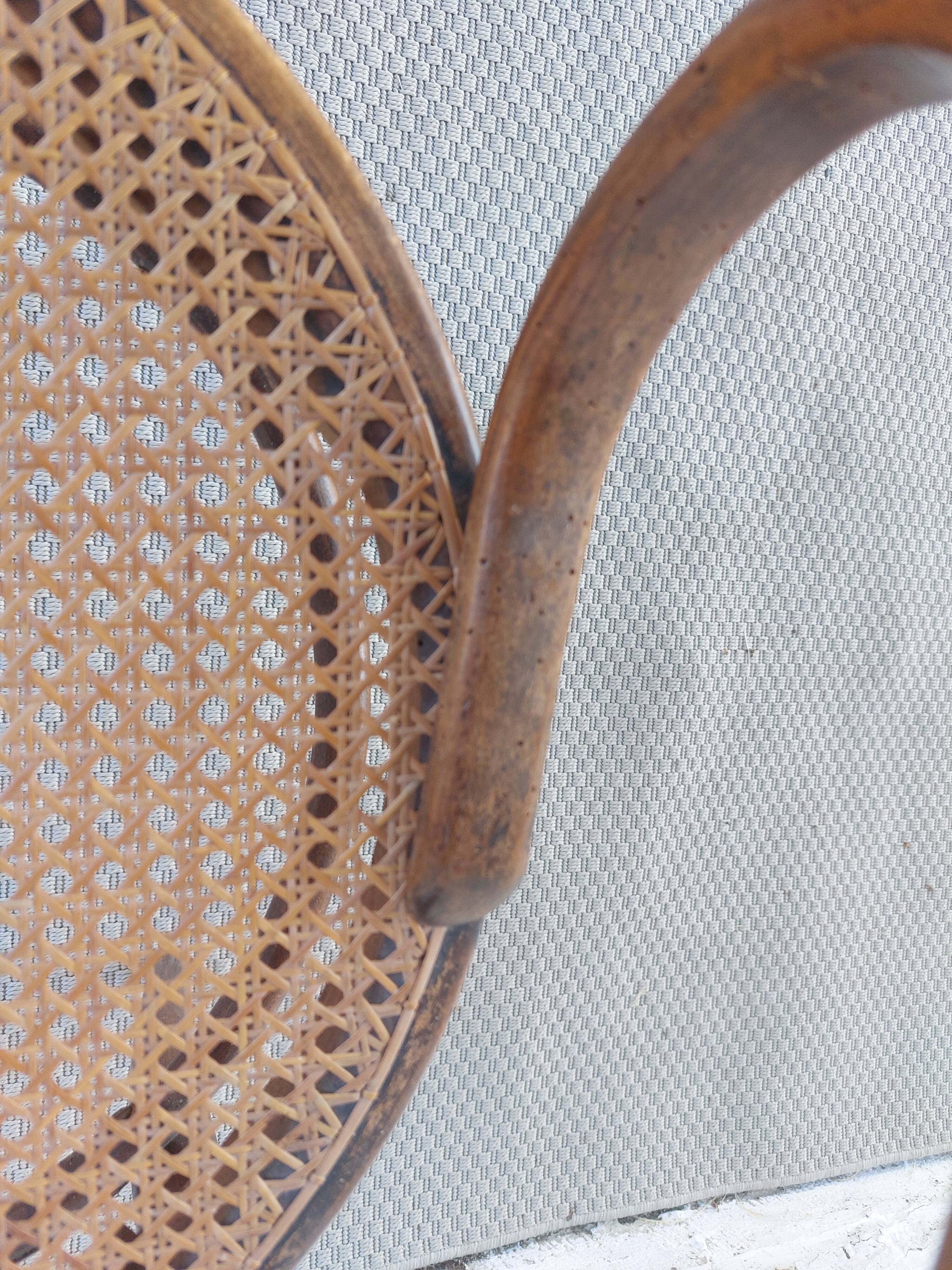 Fauteuil canné et bois courbé style Thonet Fischel, années 30