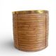 Mid-Century Organic Modern Large Pencil Reed / Rattan Planter with Brass Rim