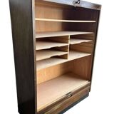 Vintage wooden compartment cabinet with rolling shutter