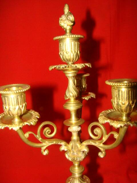 pair of gilded bronze candlesticks with 4 candle holders in "Louis XVI" style, 19th century