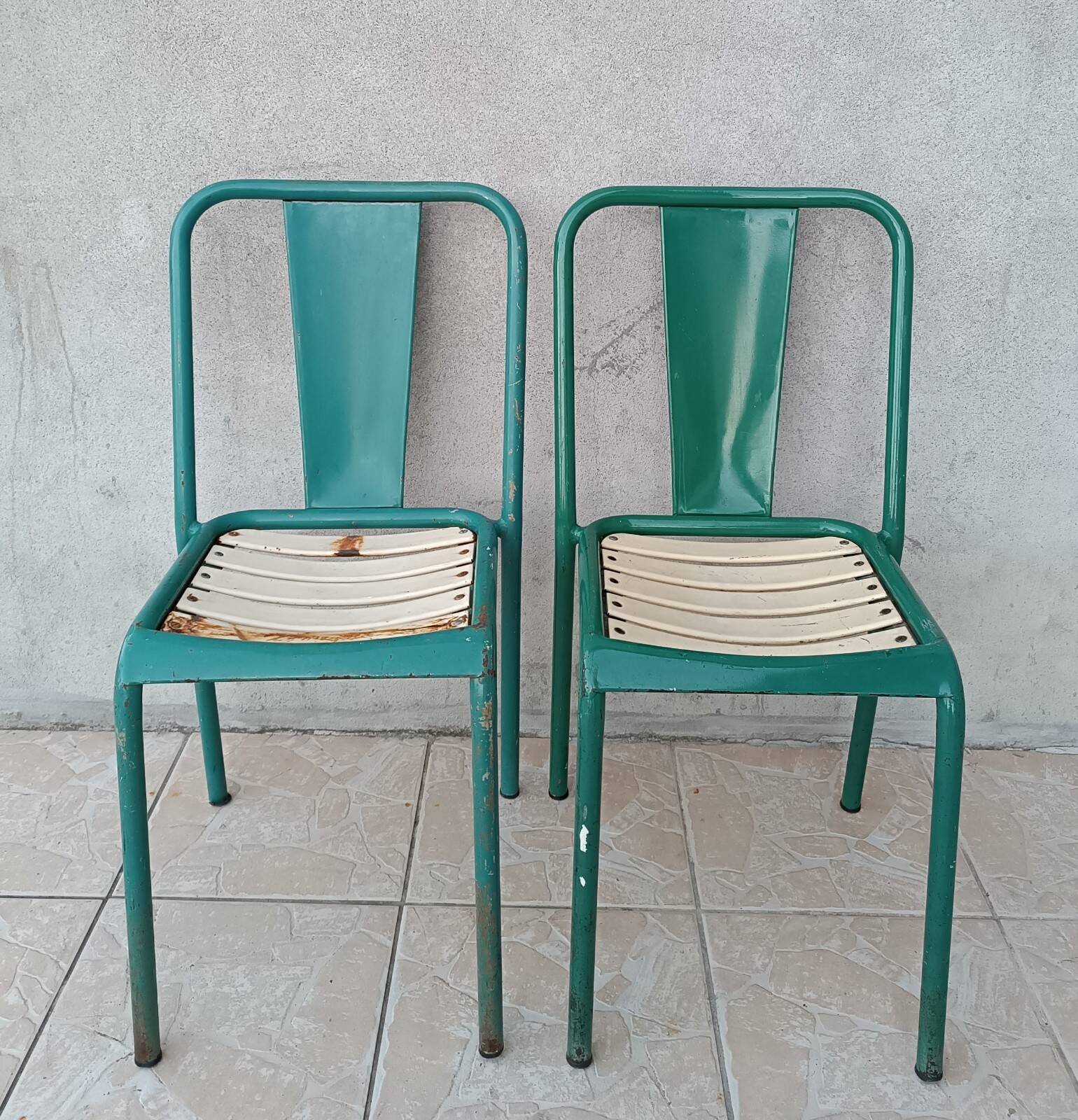 Pair of bistro Tolix chairs