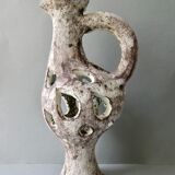 Openwork ceramic lamp from Vallauris, 70s