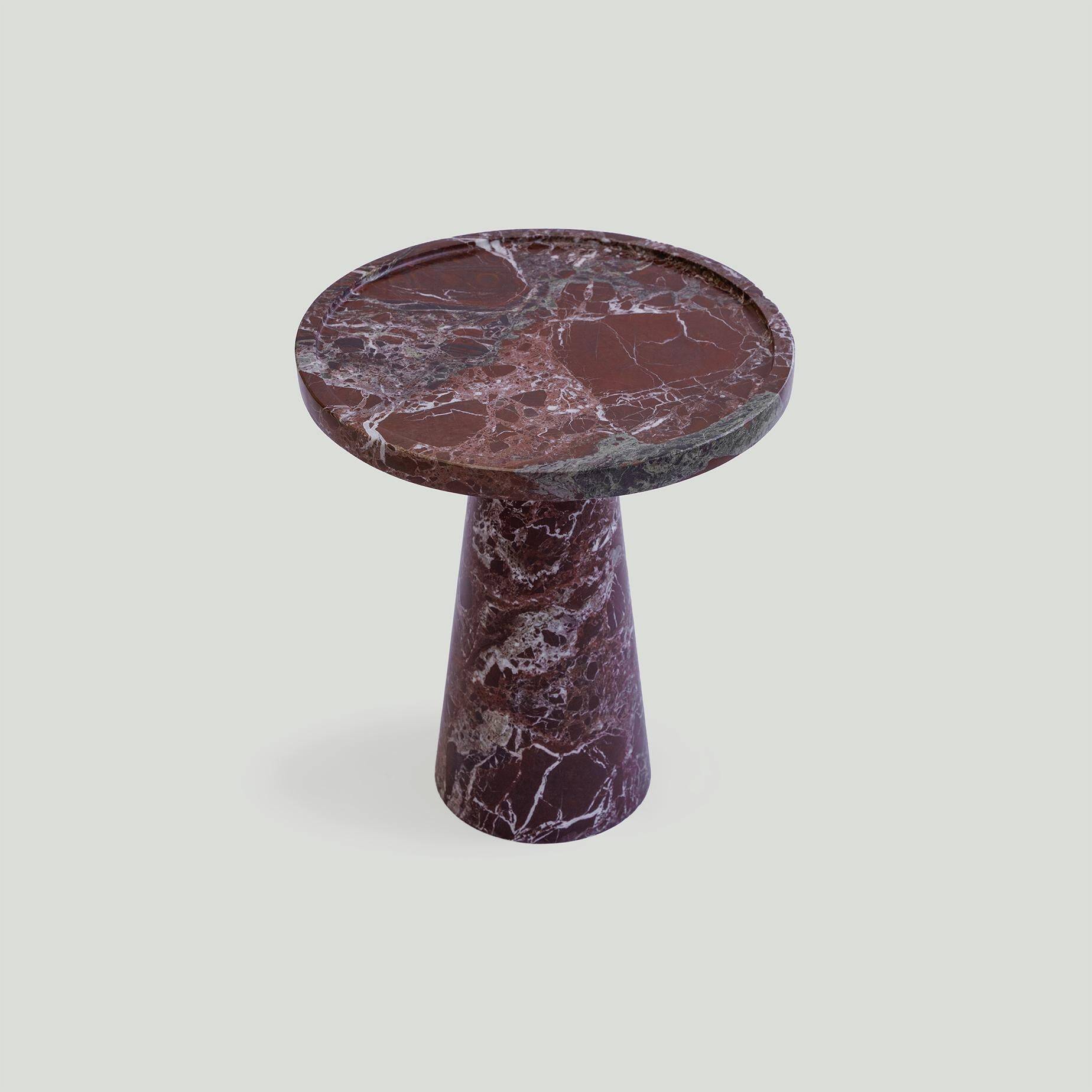 Side table in Rosso Levanto marble