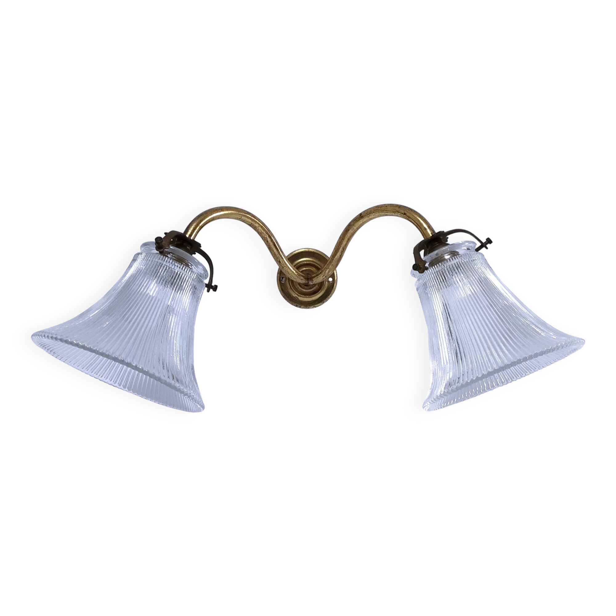 Double gilded bronze and glass wall lamp 1900