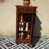 Nightstand with false drawers in walnut and marble, Louis Philippe