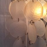 Aluminum table lamp and vintage mother-of-pearl tablets