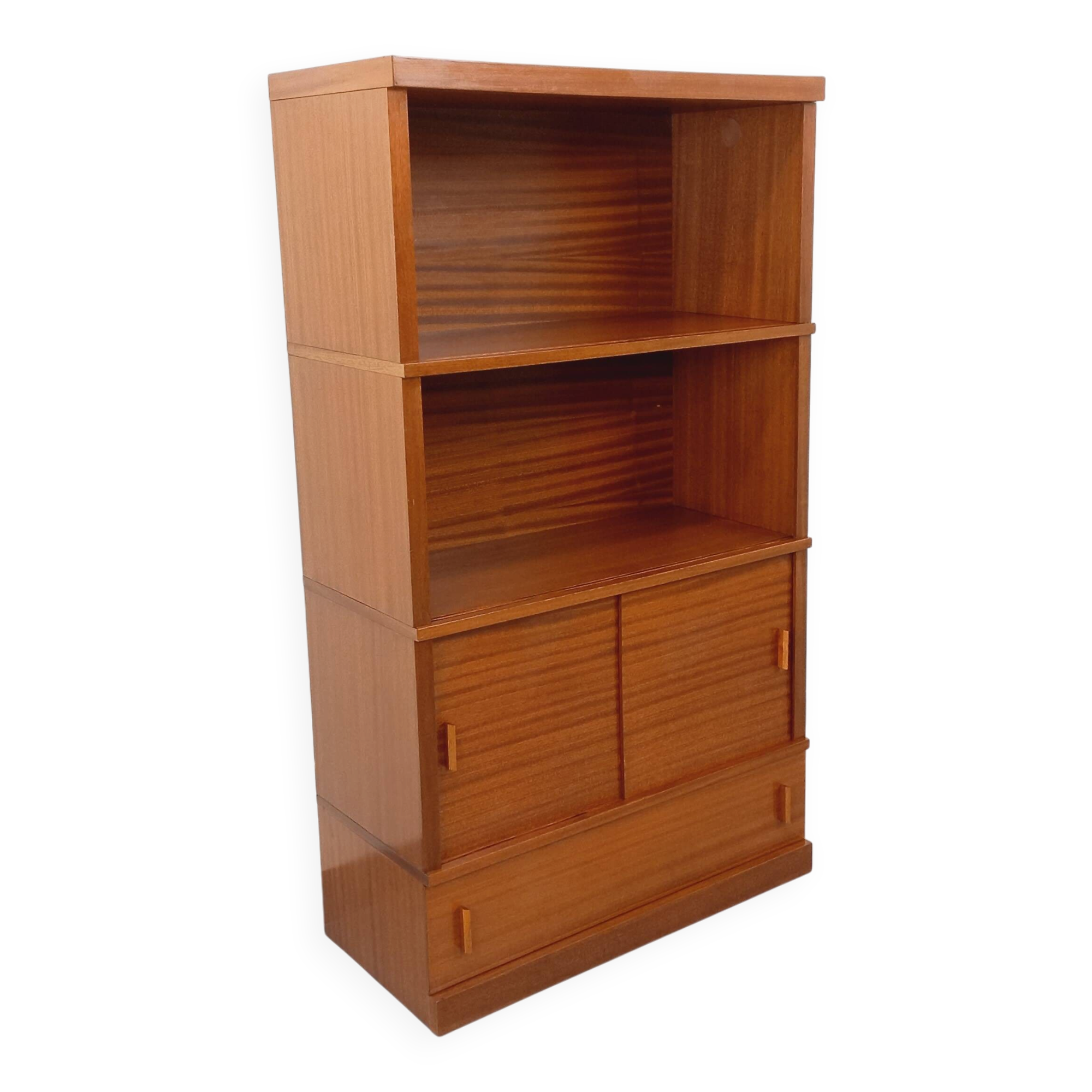 Vintage oak storage bookshelf from the 1960s.