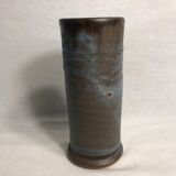 Vase rouleau ancien terre cuite émaillée signé Ludovic