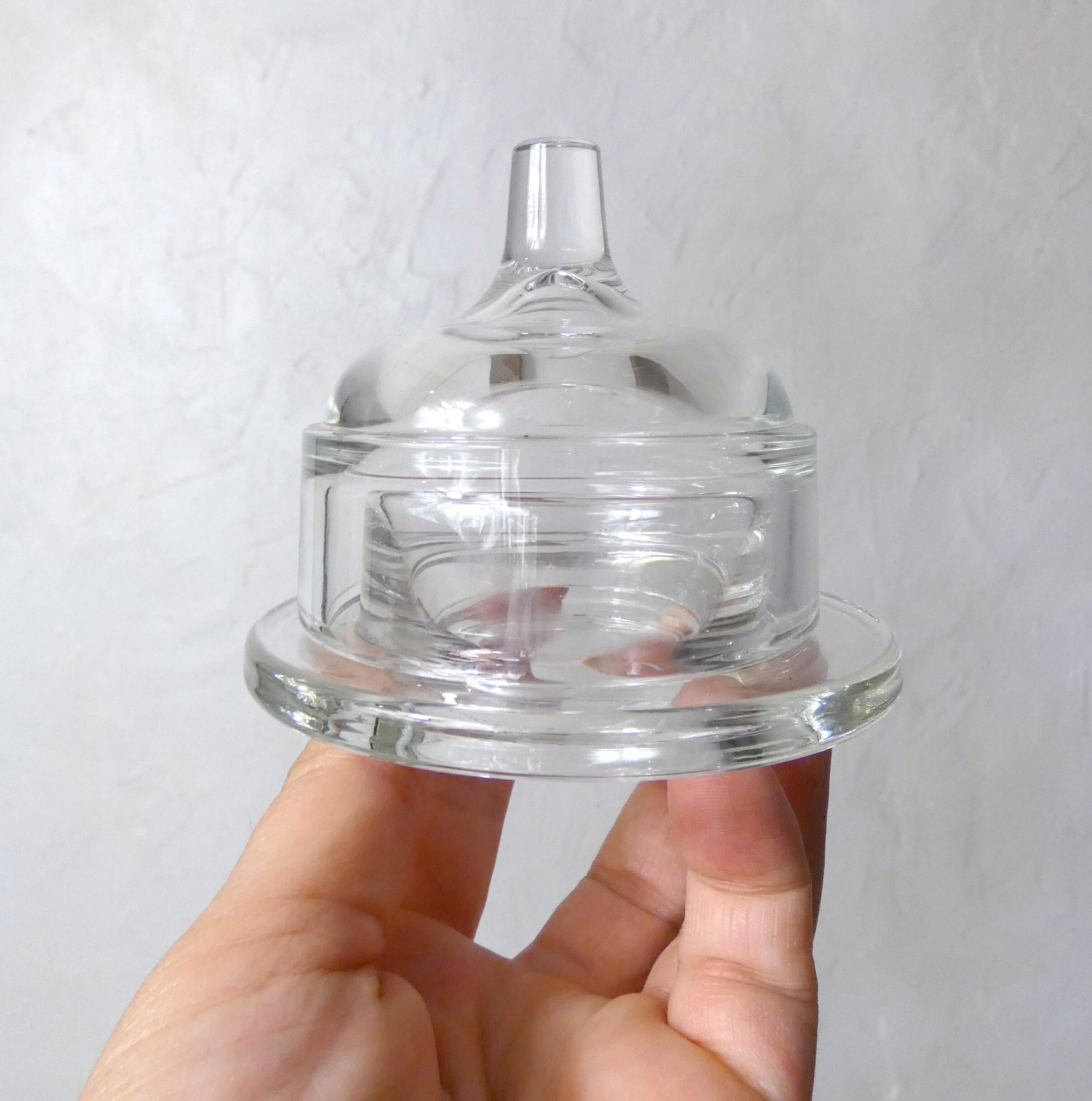 Individual glass butter dish
