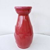 Small old raspberry pink enameled ceramic vase 1940s