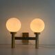 Double opal glass and heavy brass, large minimalist cinema wall light, 1960s, Germany