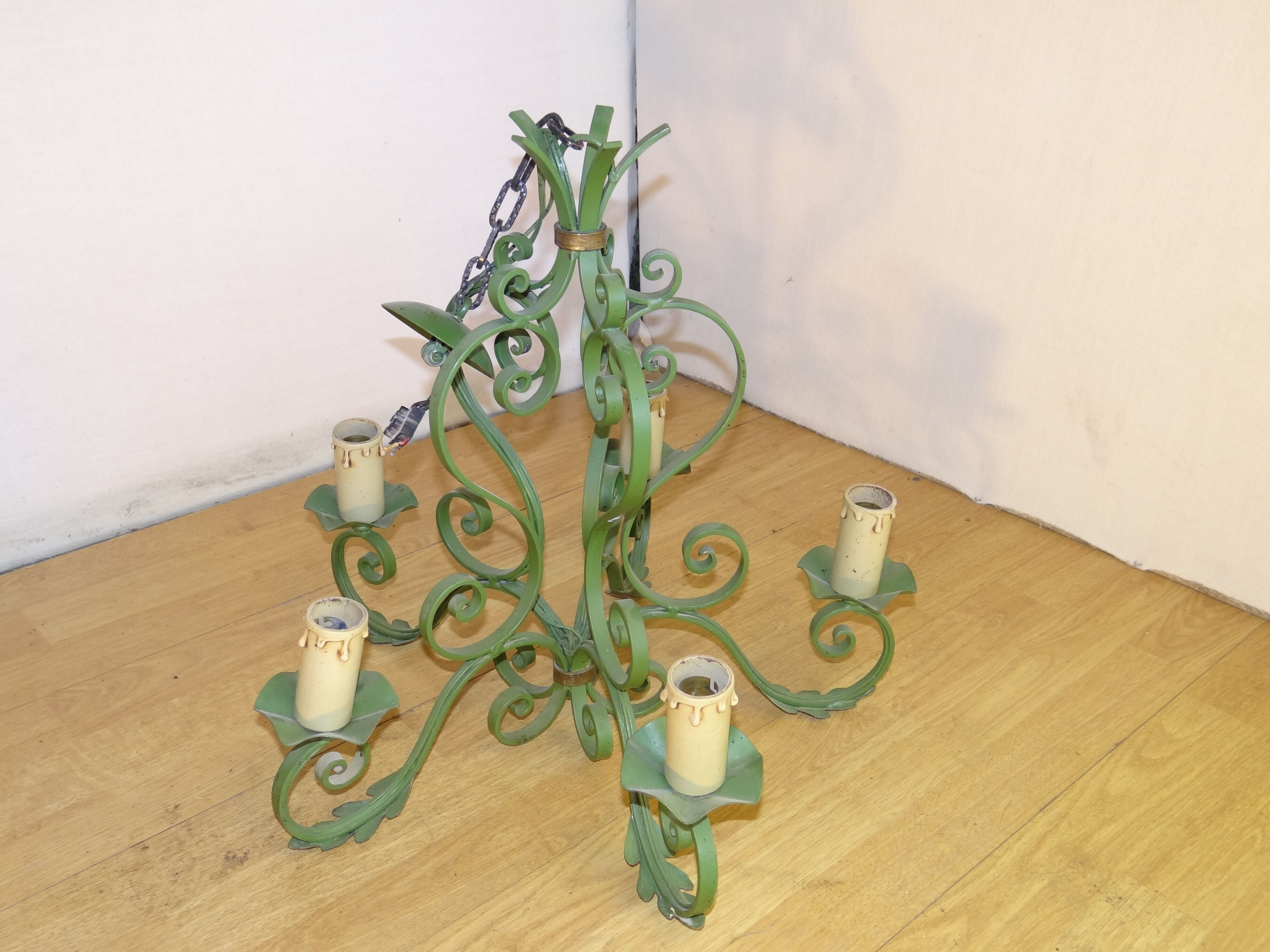 1950 painted metal chandelier