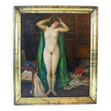 Peinture à l'huile originale d'époque représentant une femme nue