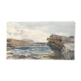 Ancient watercolor depicting a seaside