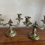 Duo of brass candlesticks