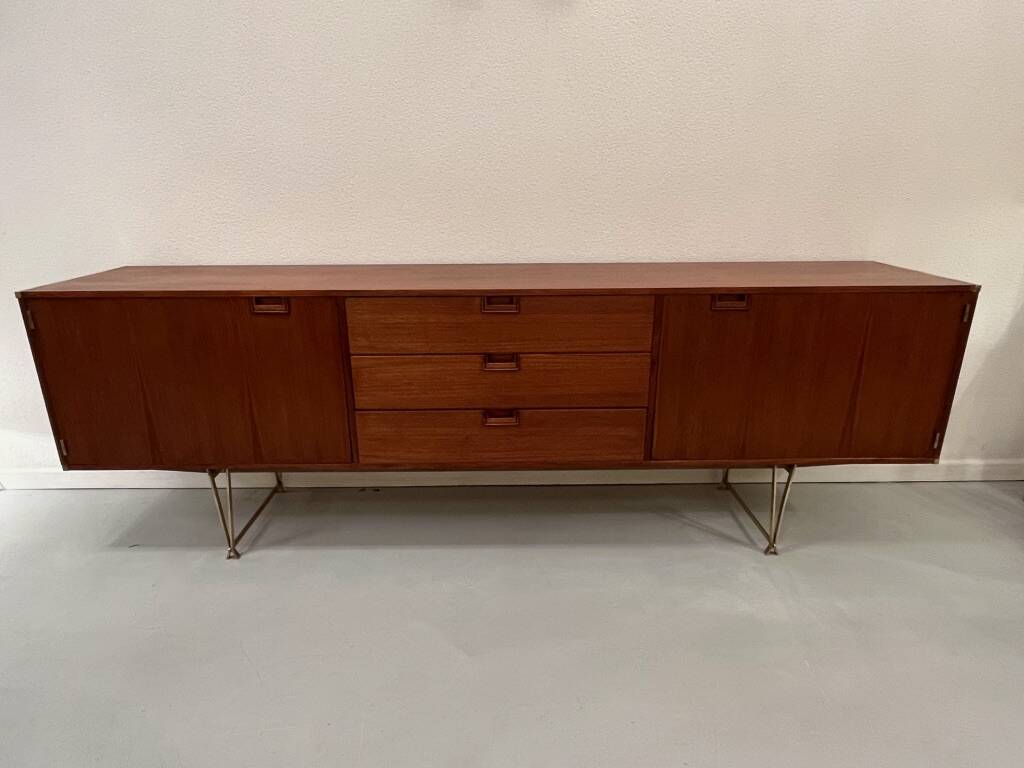 Teak and brass enfilade Modulus by William Watting for Fristho NL 1950s