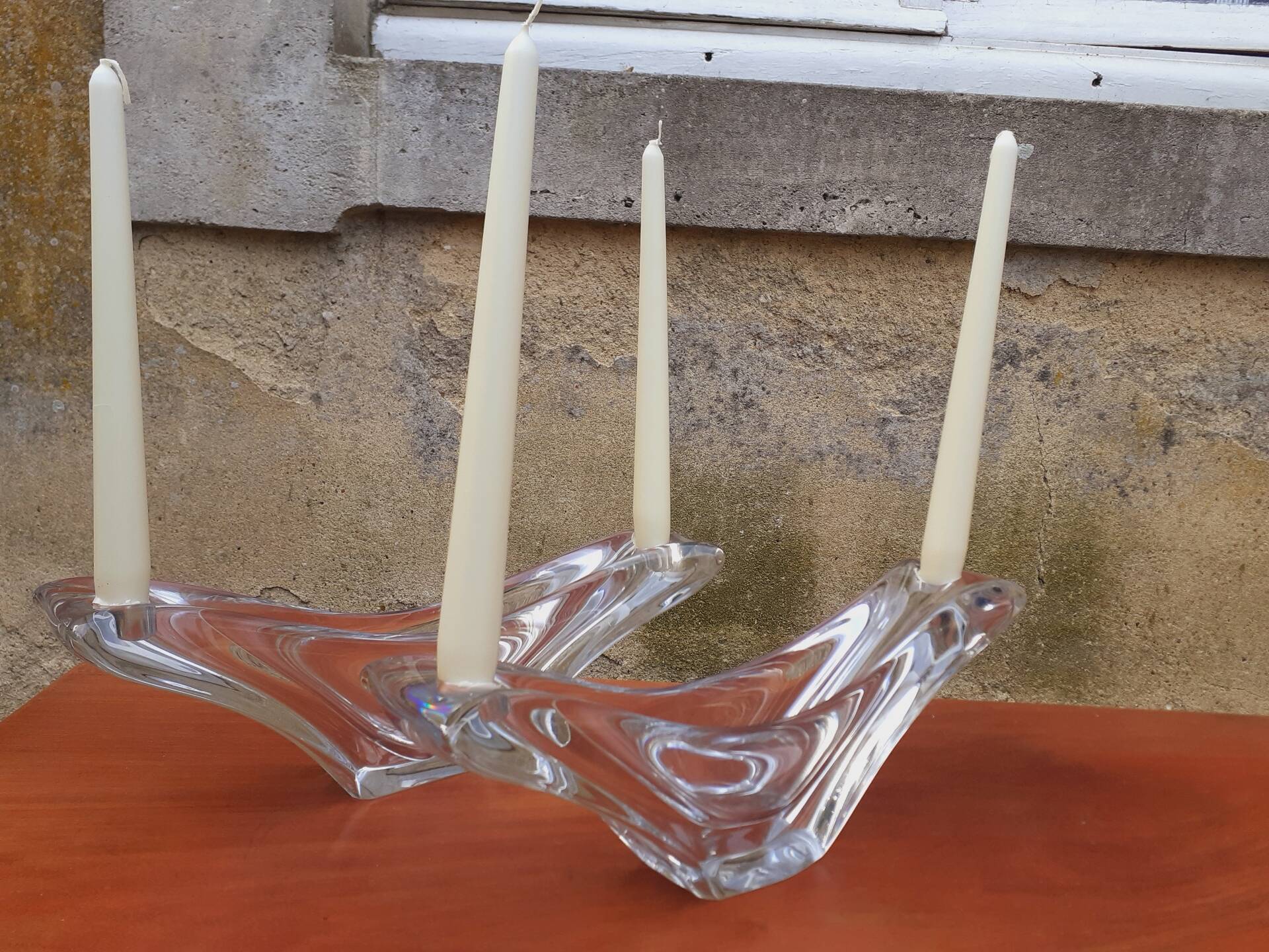 Paire de coupes/ Bougeoirs cristal de Daum