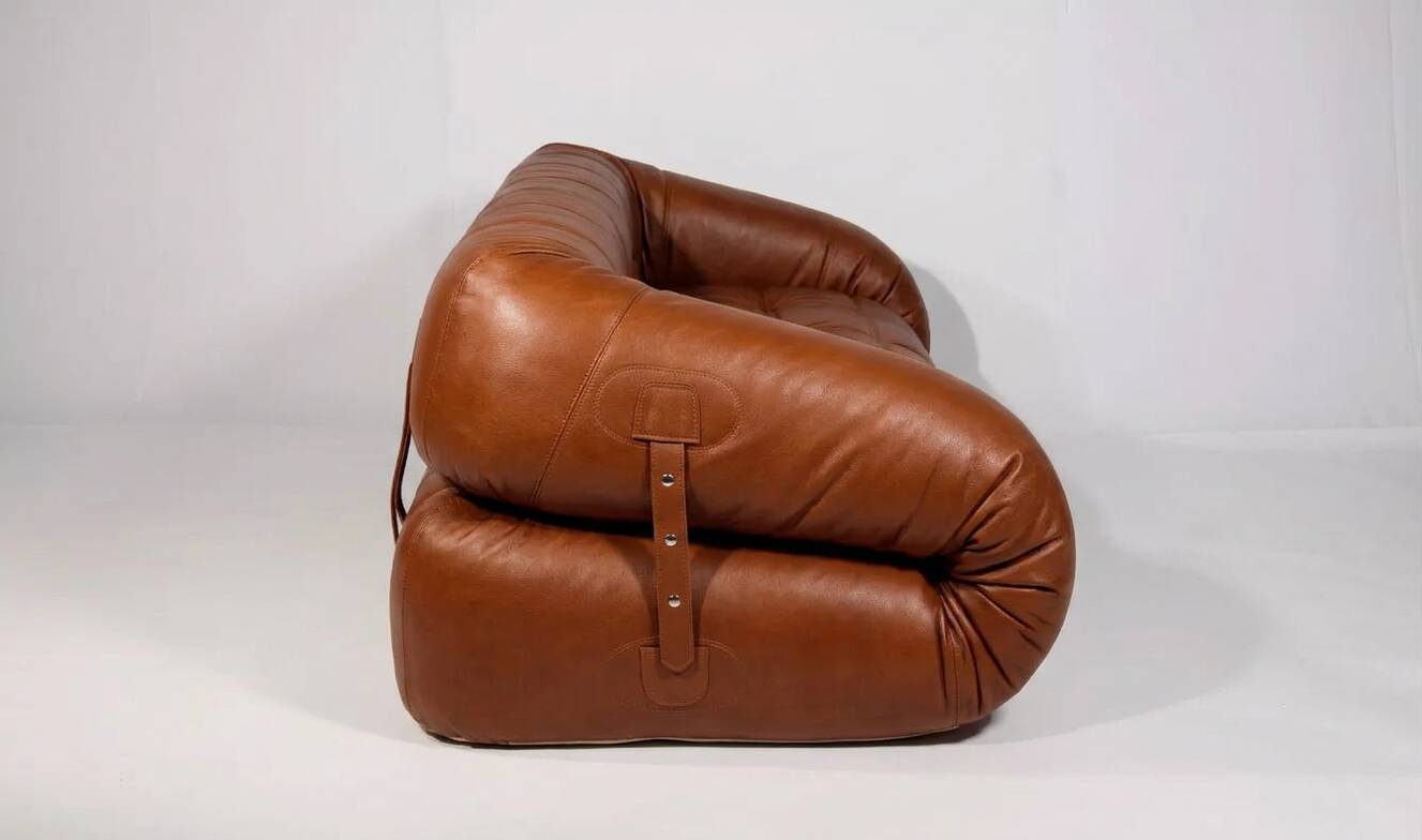 Sofa Bed "Anfibio" for Giovannetti Collezioni in Dark Cognac  Leather
