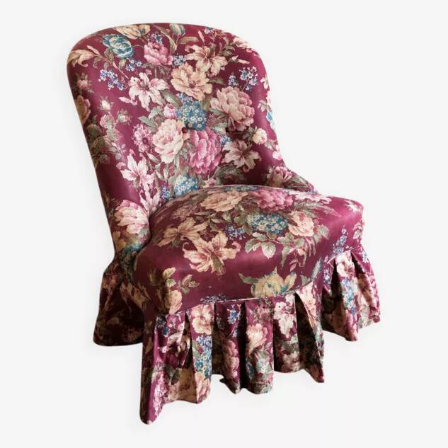 Antique floral upholstered armchair – traditional upholstery renovation.
