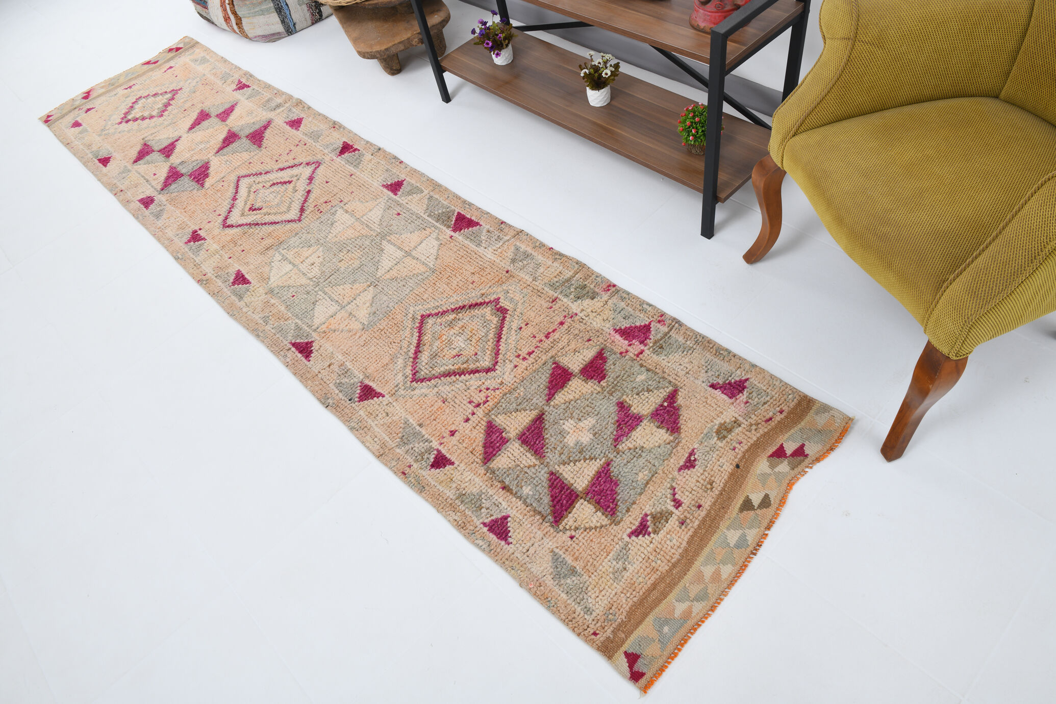 3x11 pale orange turkish vintage runner rug 75x332cm